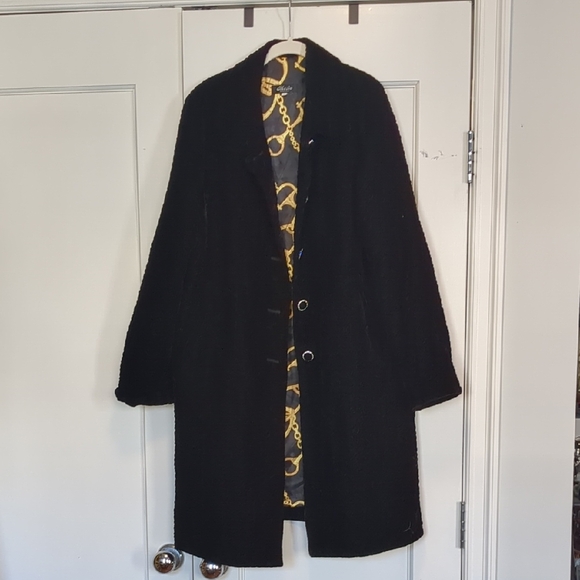 Mesta Fashion Jackets & Blazers - Women's Black velvet Coat with Decorative Chain-Print Lining Sz L